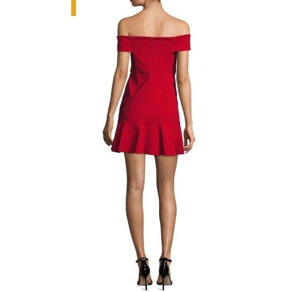 NWT $495 N NICHOLAS Red Ponte Knit Off Shoulder Mini Dress - Size 6 - Picture 6 of 7